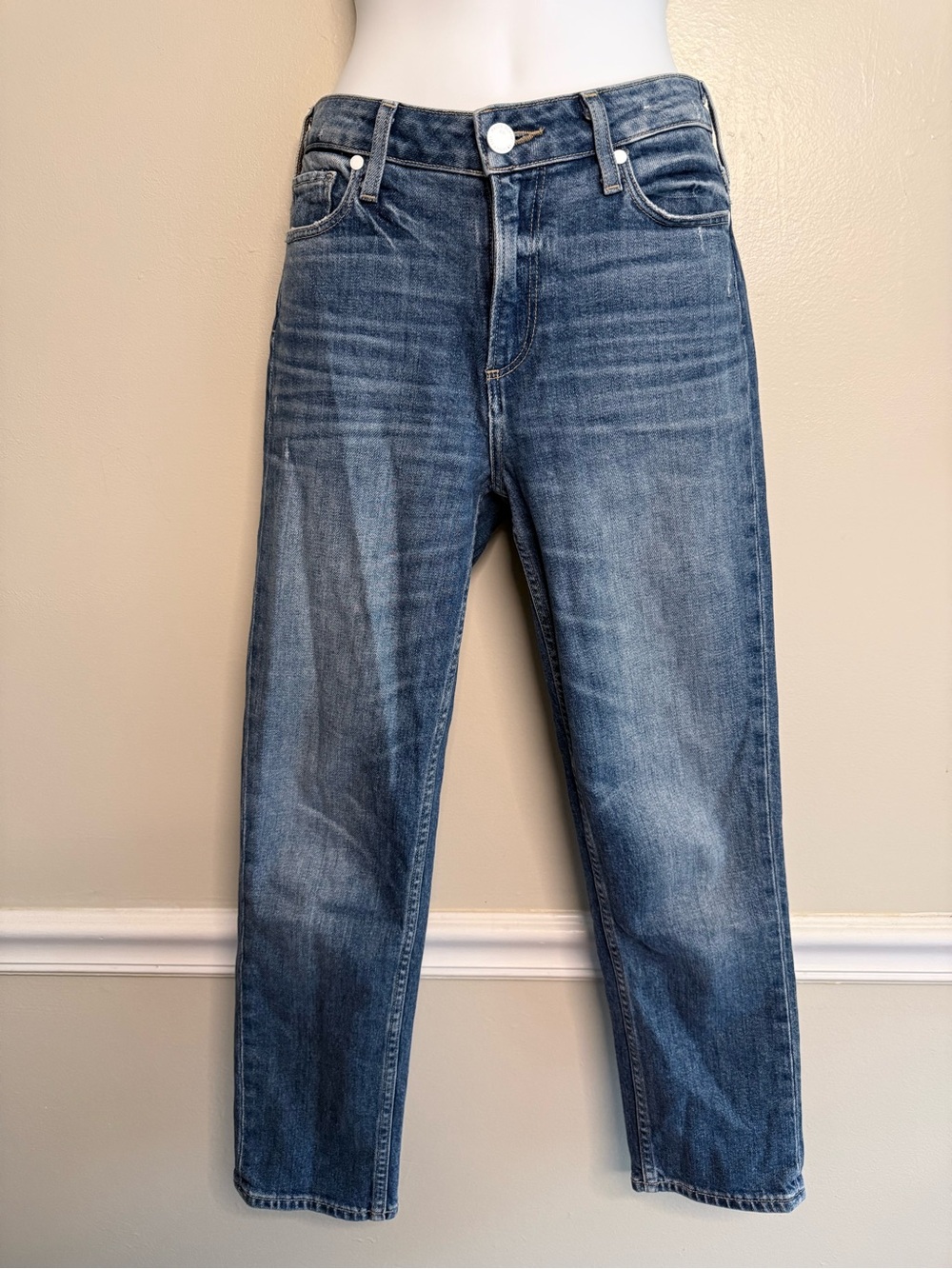 Paige Hoxton Slim Crop Classic Straight-Leg Blue Jeans size 25